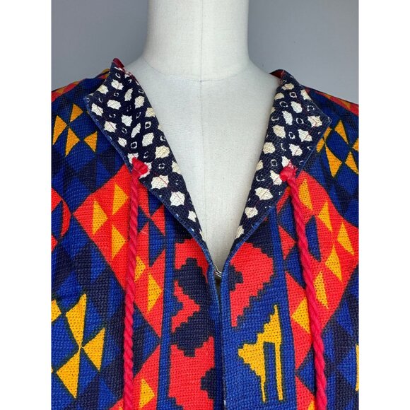 Vintage 1960s Rikma Red Keffiyeh Caftan Dress, Size Small, Angel Sleeves - Picture 7 of 16